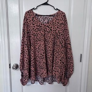 Womens Dusty Rose Leopard Print Blouse